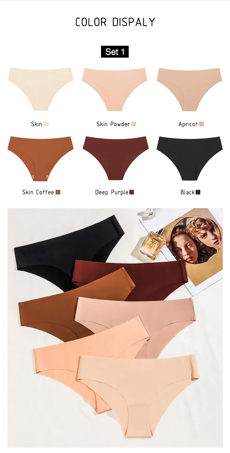 6 Pcs/Set Seamless Panties for Women Ice Silk Women's Panties Breathable Brief Sexy Low Waist Female Underwear Girl Underpant