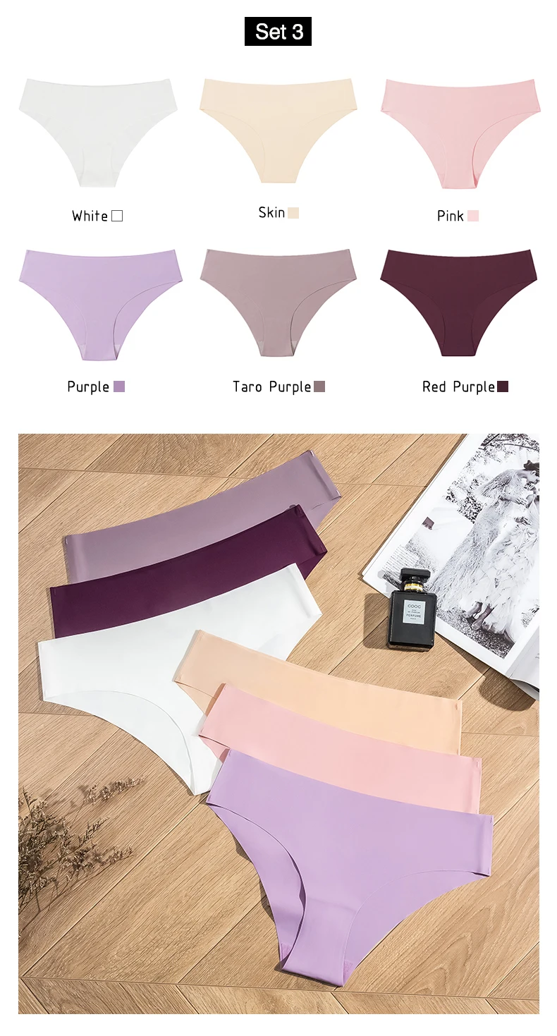 6 Pcs/Set Seamless Panties for Women Ice Silk Women's Panties Breathable Brief Sexy Low Waist Female Underwear Girl Underpant