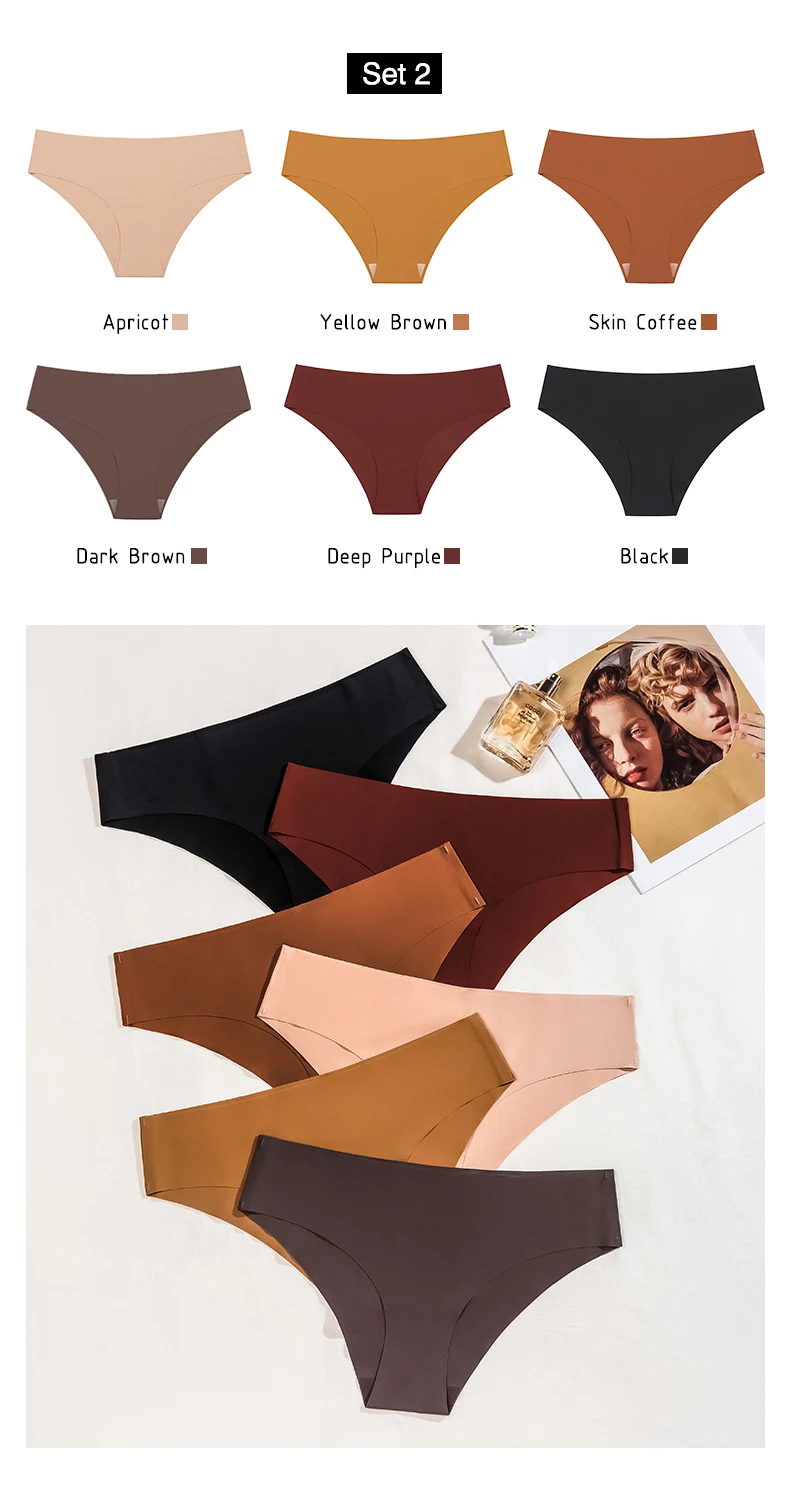 6 Pcs/Set Seamless Panties for Women Ice Silk Women's Panties Breathable Brief Sexy Low Waist Female Underwear Girl Underpant