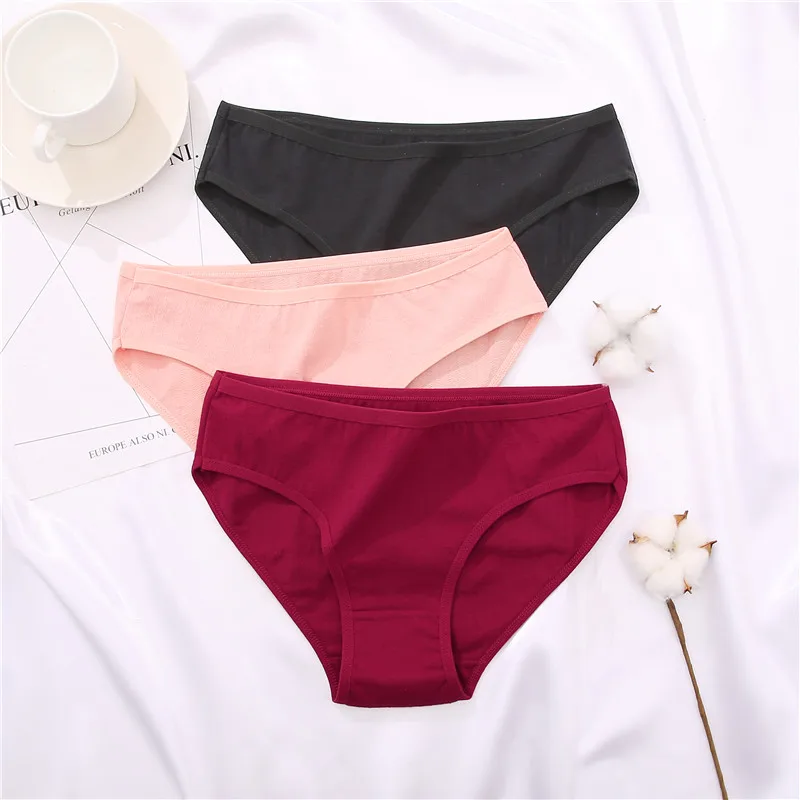 3PCS/Set Cotton Panties Women Briefs Jacquard Design Women Panties Sexy Female Underpants Solid Color Intimate Pantys S-XL