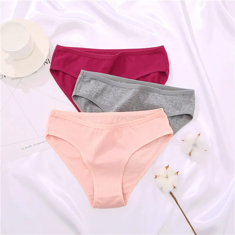 3PCS/Set Cotton Panties Women Briefs Jacquard Design Women Panties Sexy Female Underpants Solid Color Intimate Pantys S-XL