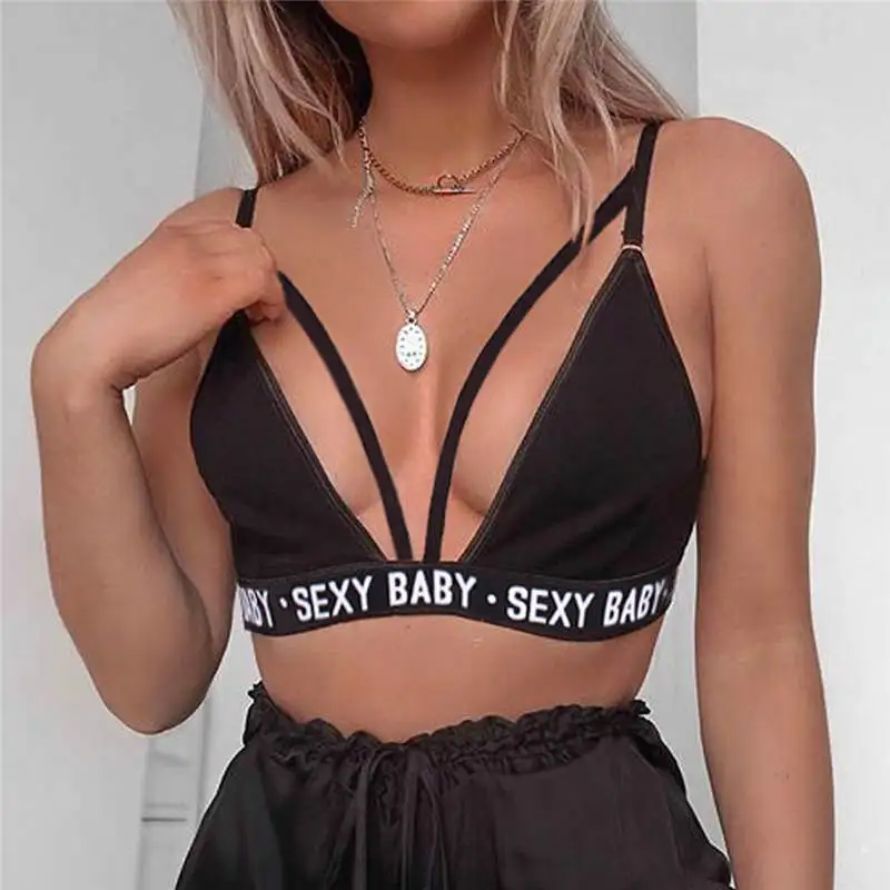 Exotic Sets Sexy Women's Sports Bra Set Without Underwire Bandage Corset Letter Bra + Thong Sexy Bikini Top Panties Sex Clothes