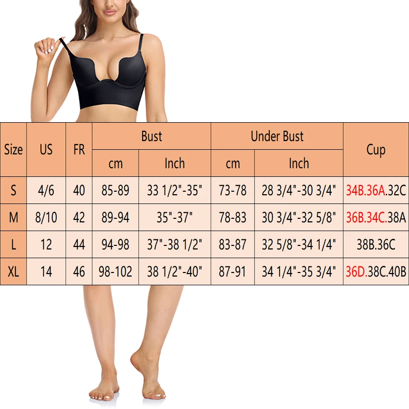 Sexy Women Lingerie Push Up Bra Backless Bras Plunge Brassiere Open Back Wedding Underwear Invisible Seamless Deep U Low Cut